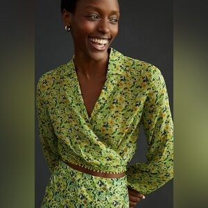 Favorite Daughter The Lover Wrap Top Floral Viscose Chiffon Blouse Size S